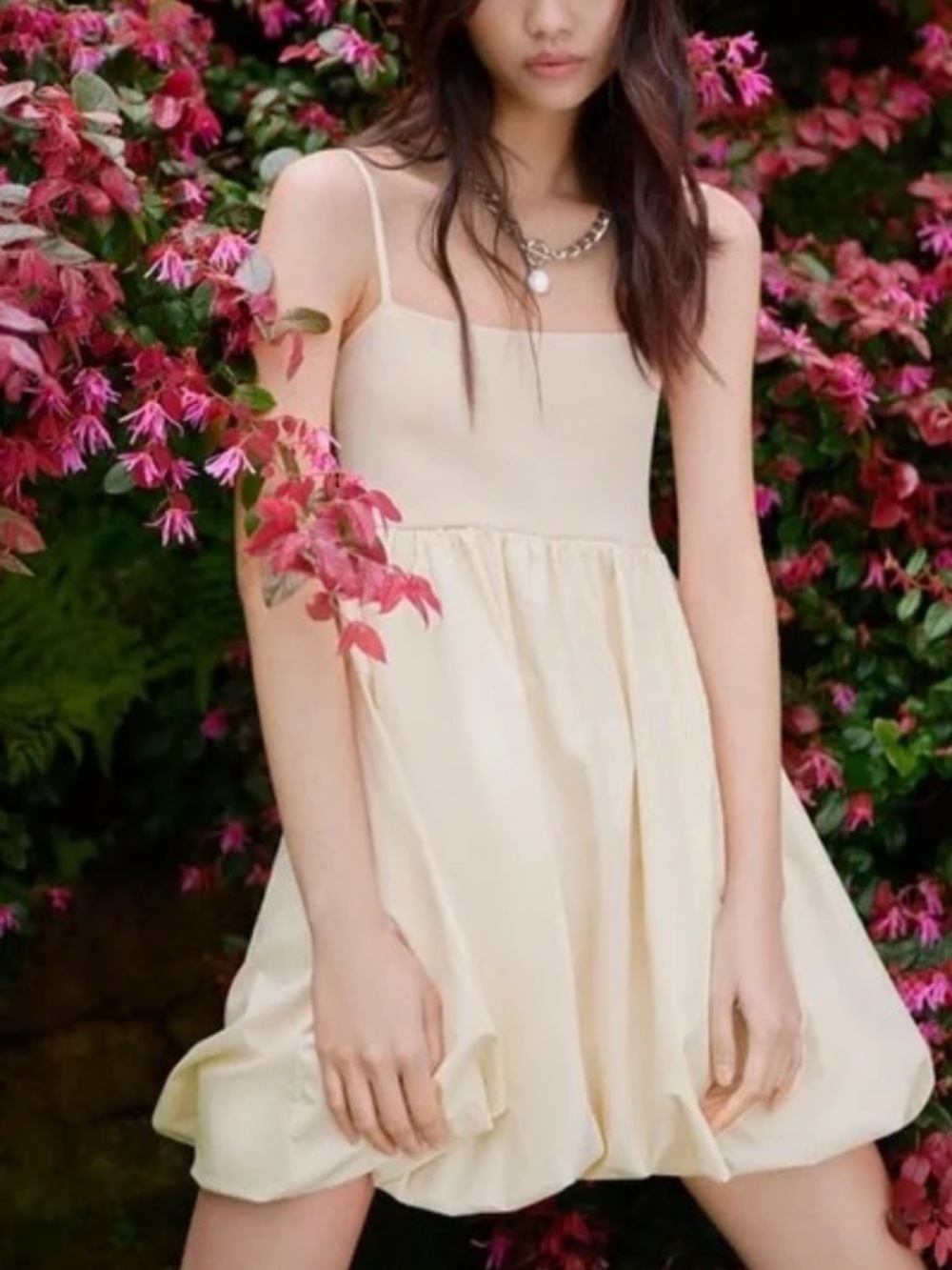 Zara Cream and Ivory Tie-Strap Mini Dress